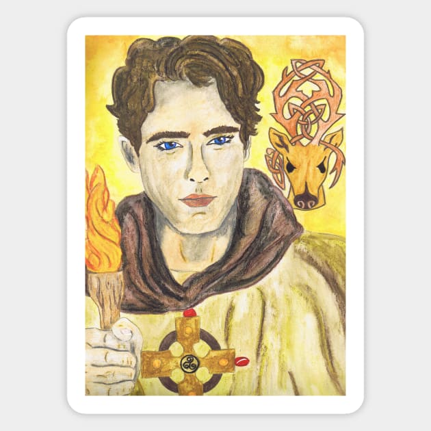 Aidan of Lindisfarne Sticker by MaureenMarlowe